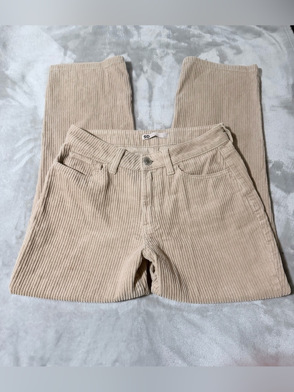 SO Beige Corduroy High-Rise Straight Pants size 7